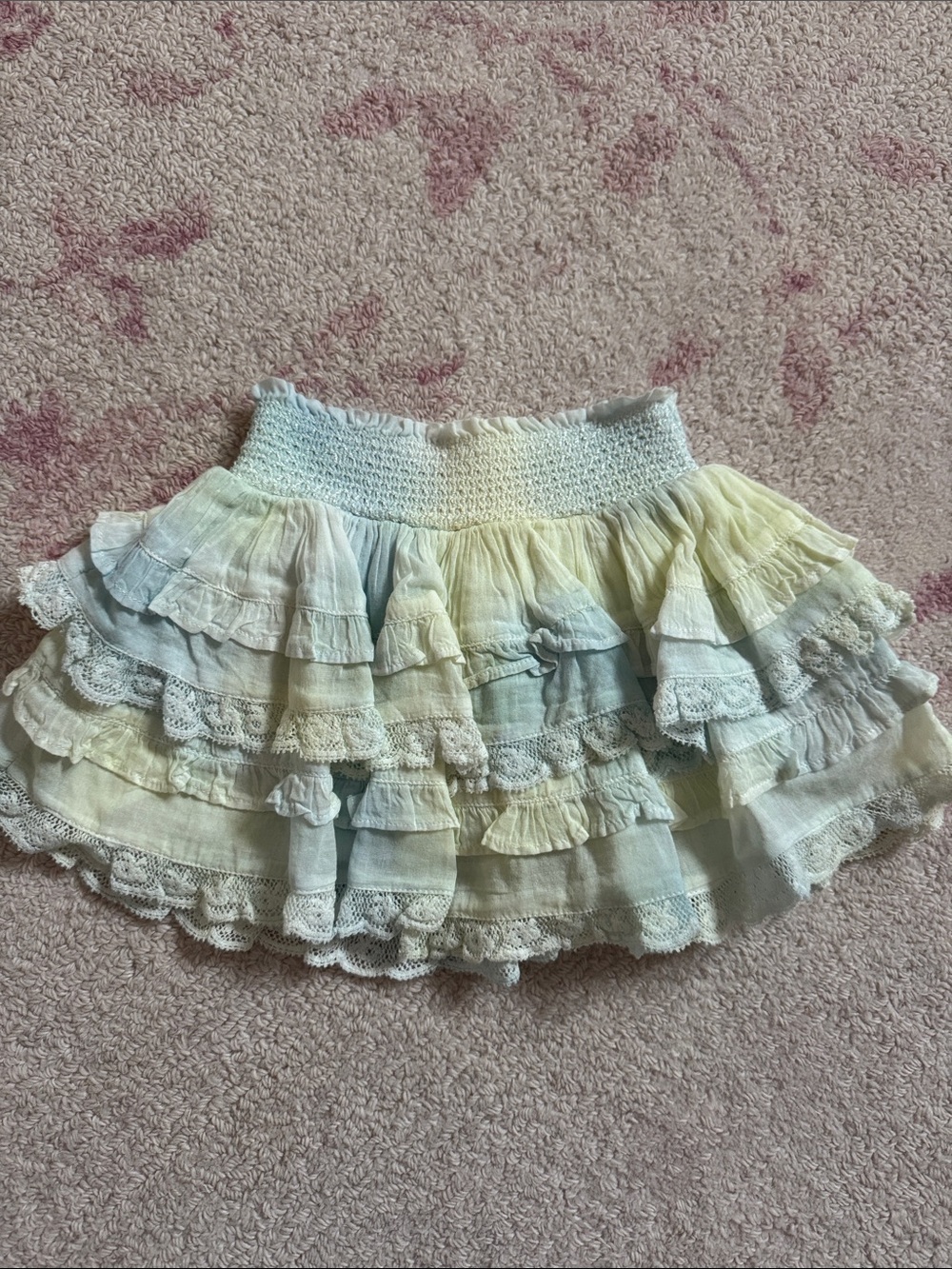 Love Shack Fancy Billie Skirt Lilly Pond hand dyed skirt